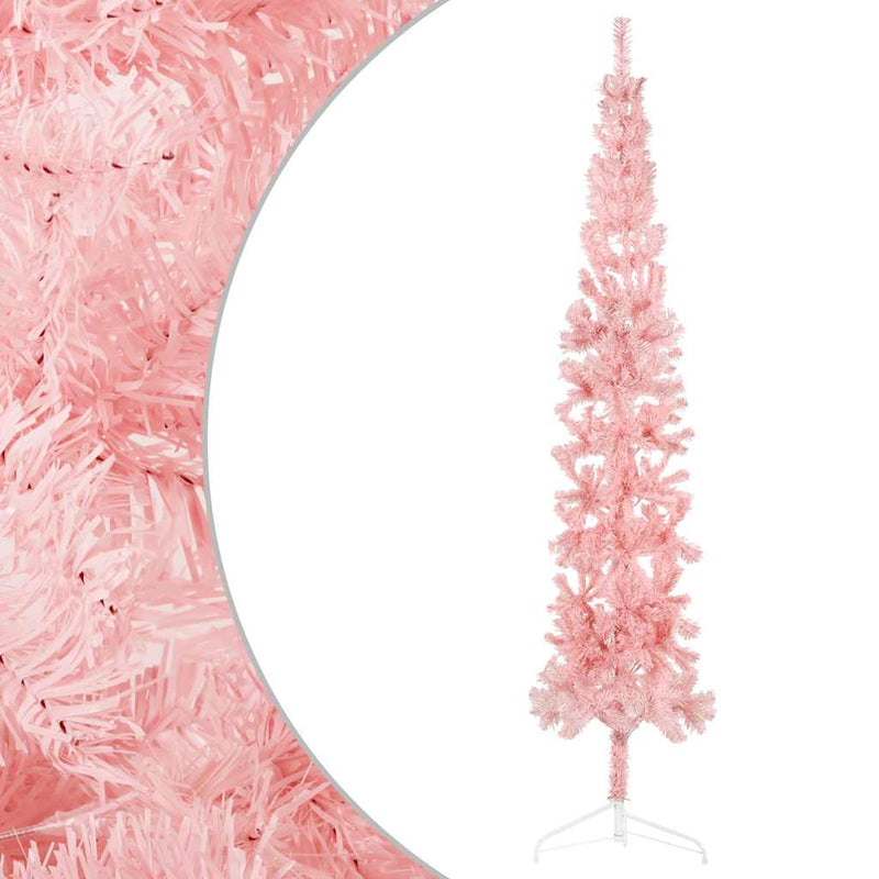Load image into Gallery viewer, Vidaxl kunstkerstboom half met standaard smal 240 cm roze
