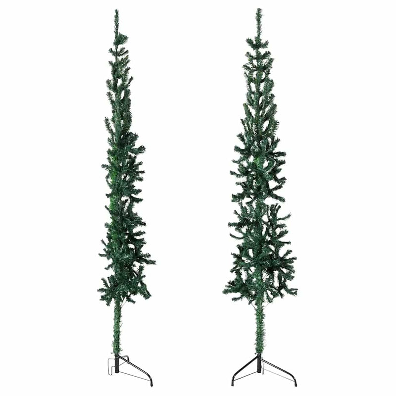 Load image into Gallery viewer, Vidaxl kunstkerstboom half met standaard smal 180 cm groen
