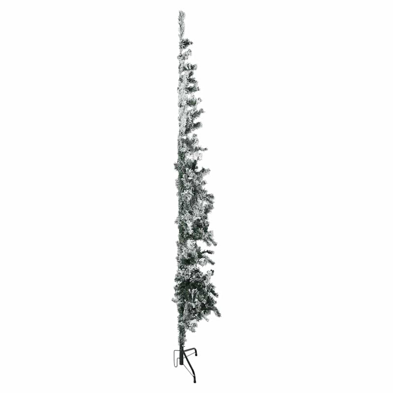 Load image into Gallery viewer, Vidaxl kunstkerstboom half met sneeuw smal 210 cm
