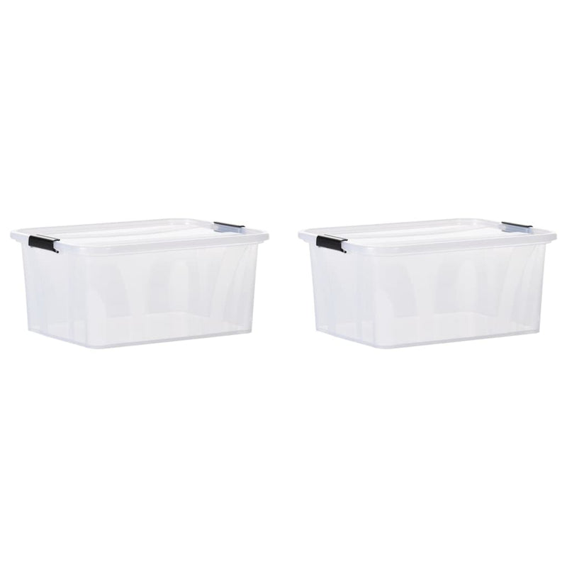 Load image into Gallery viewer, VidaXL Opbergboxen 2 st met deksels 32 L transparant
