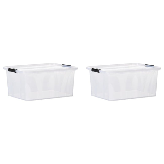 VidaXL Opbergboxen 2 st met deksels 32 L transparant