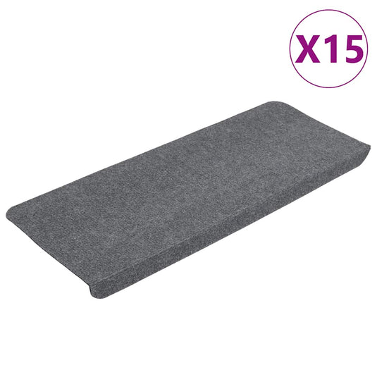 Vidaxl trapmatten zelfklevend 15 st 65x24,5x3,5 cm grijs