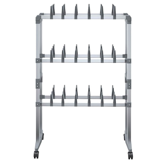 Vidaxl schoenenrek met wieltjes 66x27x100 cm zilverkleurig