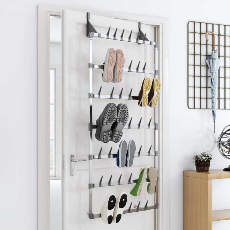 Load image into Gallery viewer, Vidaxl schoenenrek hangend 66x13x139 cm zilverkleurig
