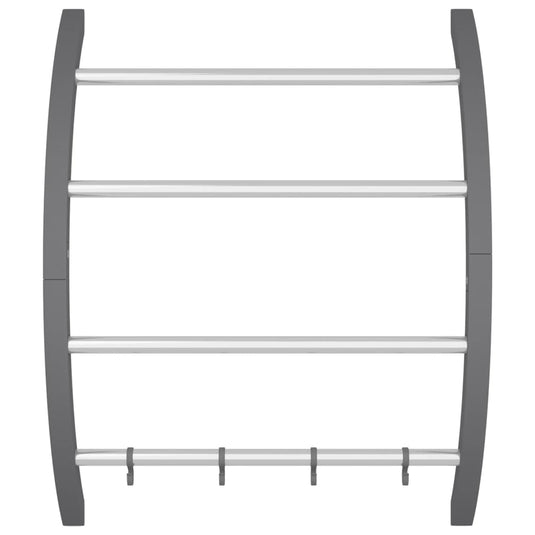 VidaXL Handdoekenrek met haken 56x16x72 cm aluminium zilverkleurig