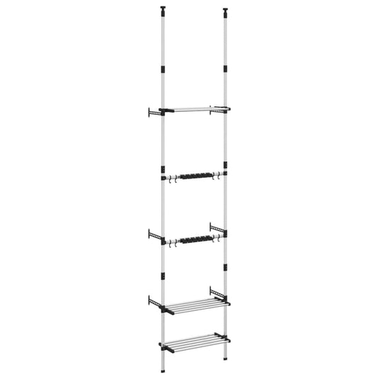 Vidaxl tuinrek met 3 schappen telescopisch aluminium zilverkleurig