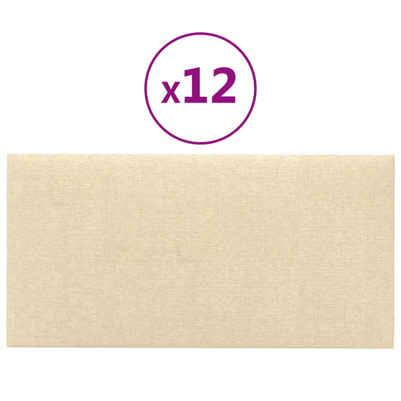 Load image into Gallery viewer, Vidaxl wandpanelen 12 st 0,54 m² 30x15 cm stof crèmekleurig
