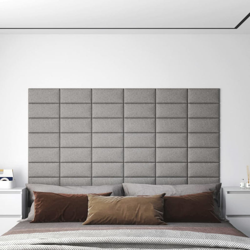 Load image into Gallery viewer, Vidaxl wandpanelen 12 st 0,54 m² 30x15 cm stof lichtgrijs
