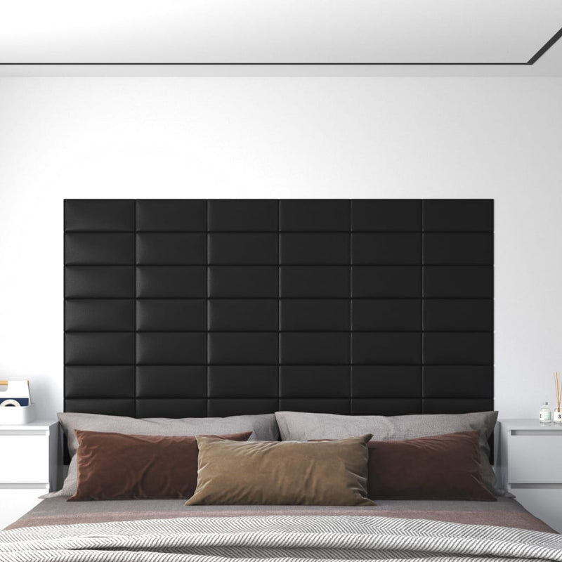Load image into Gallery viewer, Vidaxl wandpanelen 12 st 0,54 m² 30x15 cm kunstleer zwart
