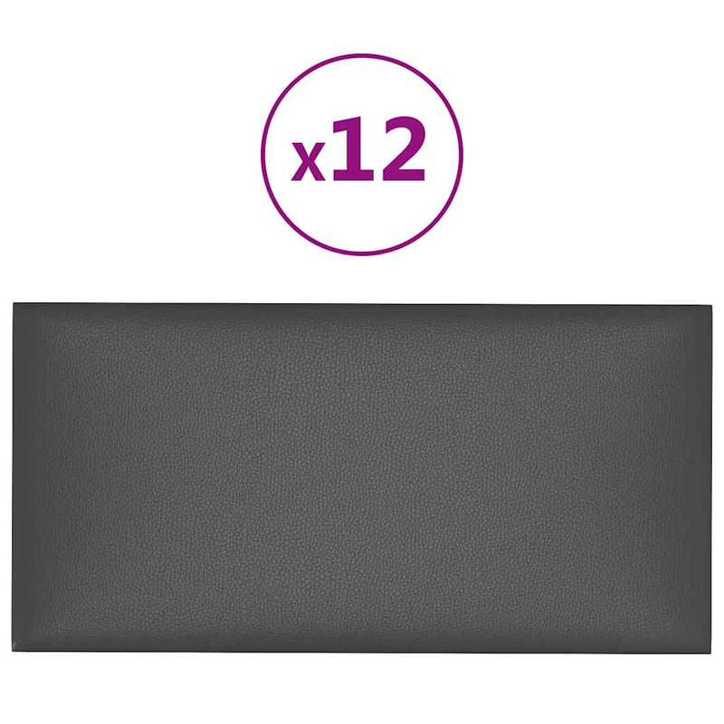 Load image into Gallery viewer, Vidaxl wandpanelen 12 st 0,54 m² 30x15 cm kunstleer grijs

