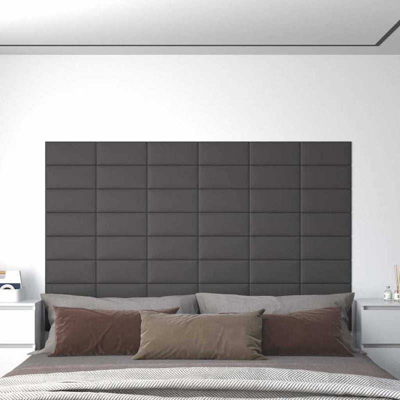 Load image into Gallery viewer, Vidaxl wandpanelen 12 st 0,54 m² 30x15 cm kunstleer grijs
