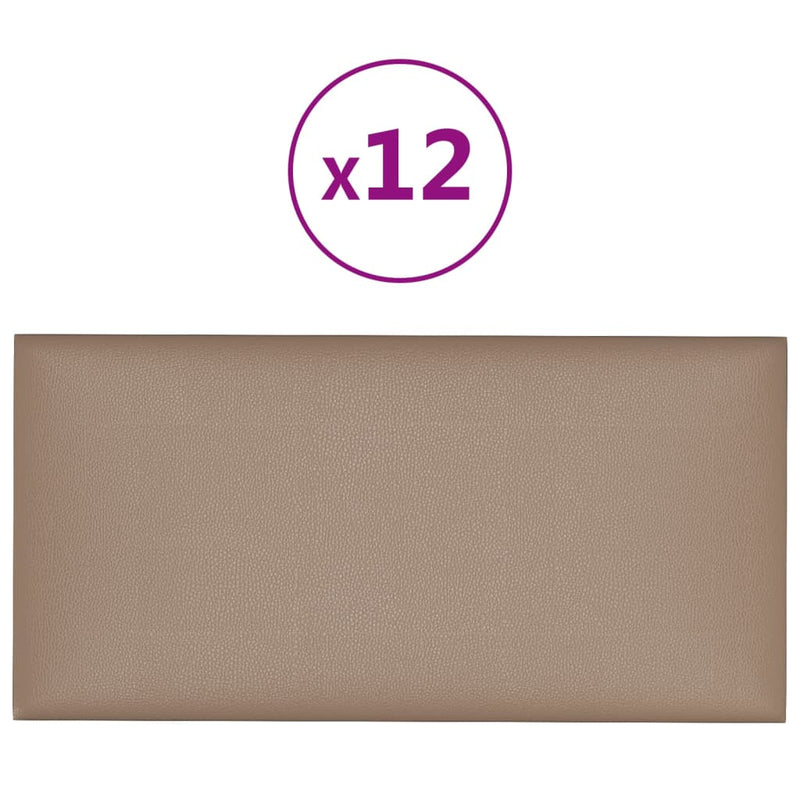 Load image into Gallery viewer, Vidaxl wandpanelen 12 st 0,54 m² 30x15 cm kunstleer cappuccinokleurig
