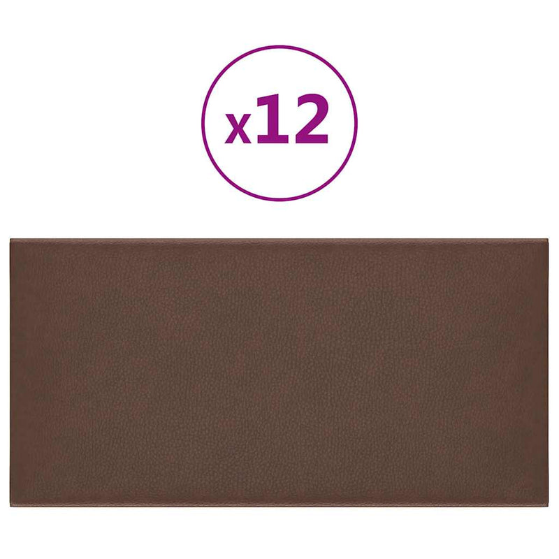 Load image into Gallery viewer, Vidaxl wandpanelen 12 st 0,54 m² 30x15 cm kunstleer bruin
