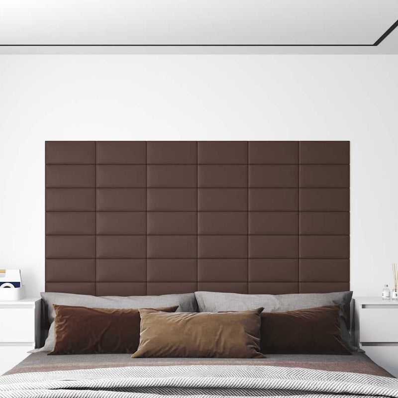 Load image into Gallery viewer, Vidaxl wandpanelen 12 st 0,54 m² 30x15 cm kunstleer bruin
