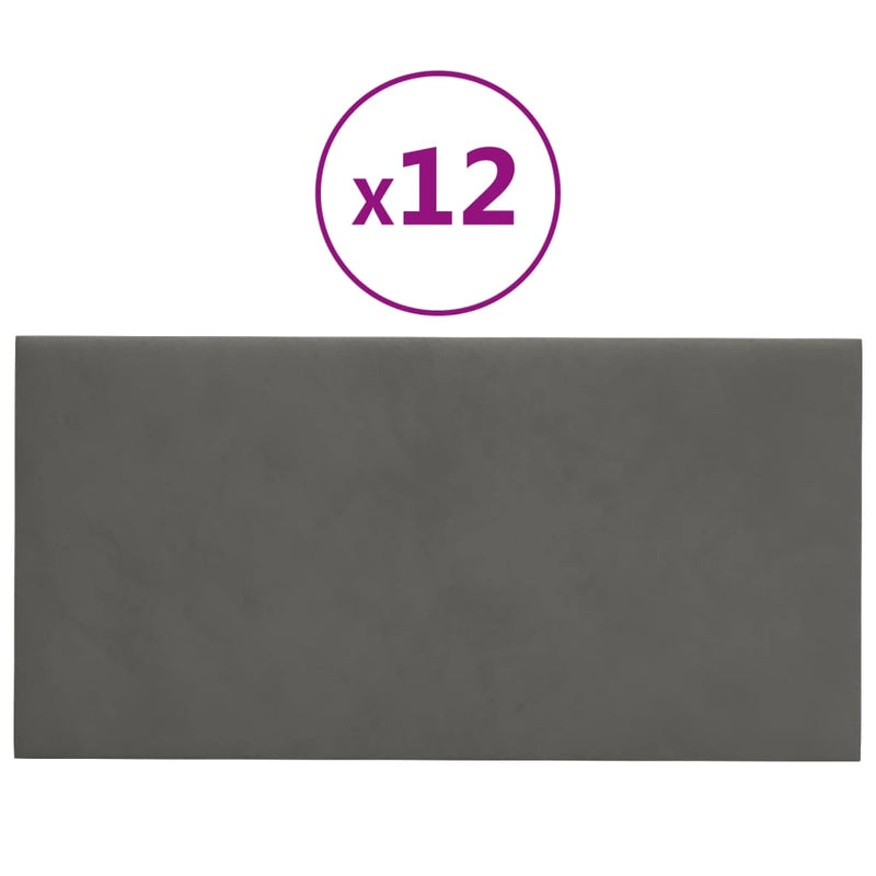 Load image into Gallery viewer, Vidaxl wandpanelen 12 st 0,54 m² 30x15 cm fluweel donkergrijs
