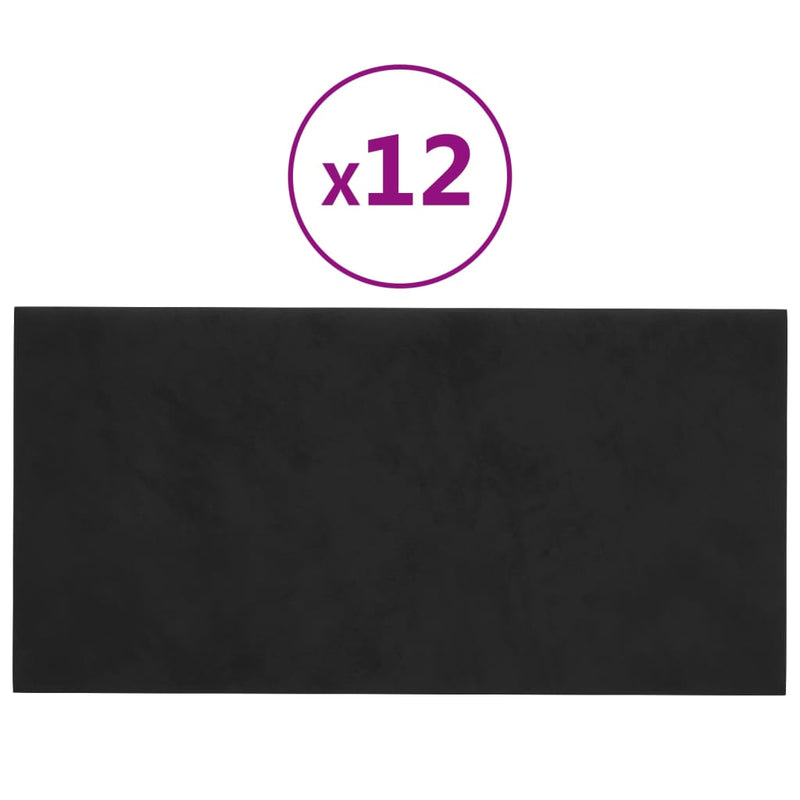 Load image into Gallery viewer, Vidaxl wandpanelen 12 st 0,54 m² 30x15 cm fluweel zwart
