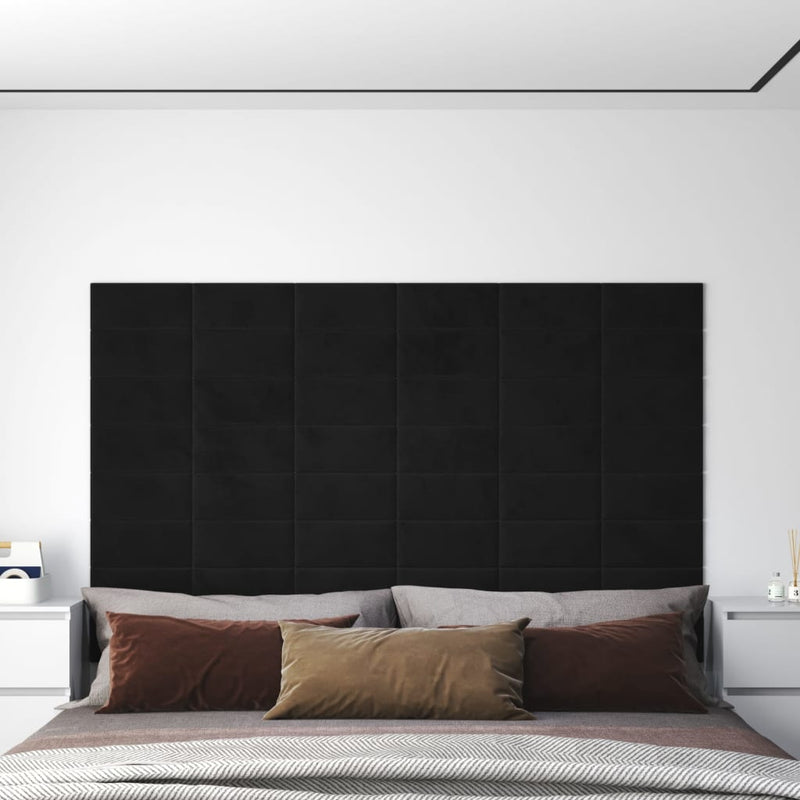 Load image into Gallery viewer, Vidaxl wandpanelen 12 st 0,54 m² 30x15 cm fluweel zwart
