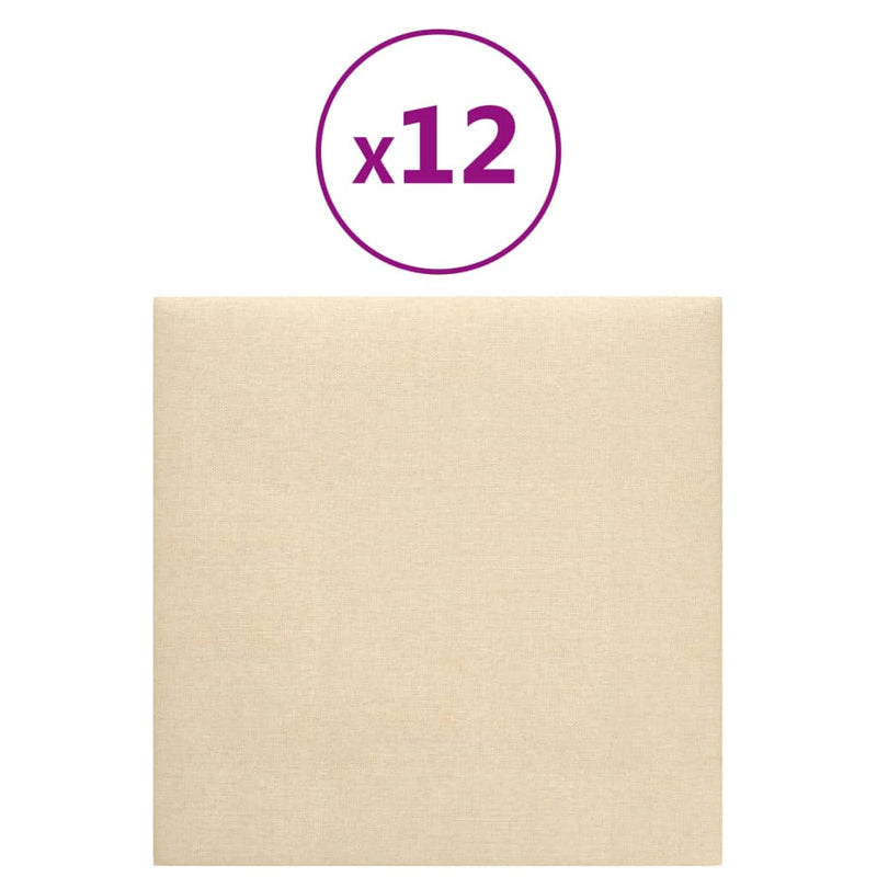 Load image into Gallery viewer, Vidaxl wandpanelen 12 st 1,08 m² 30x30 cm stof crèmekleurig
