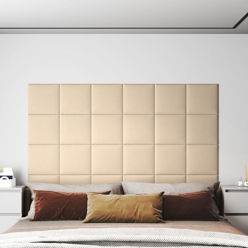 Load image into Gallery viewer, Vidaxl wandpanelen 12 st 1,08 m² 30x30 cm stof crèmekleurig
