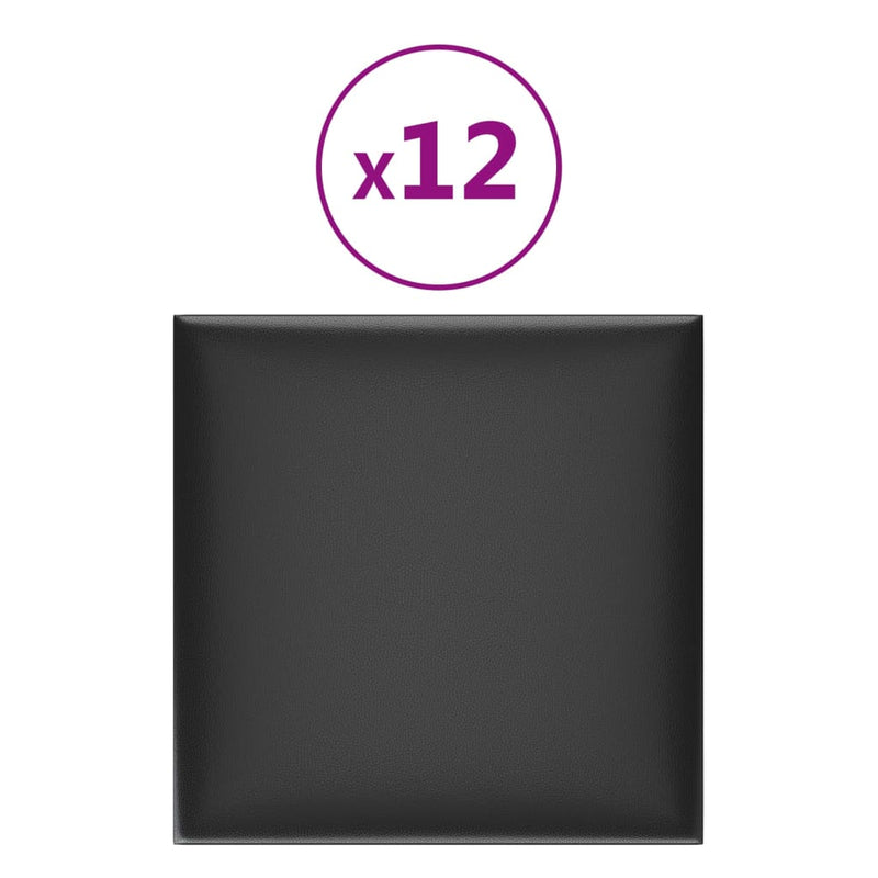Load image into Gallery viewer, Vidaxl wandpanelen 12 st 1,08 m² 30x30 cm kunstleer zwart
