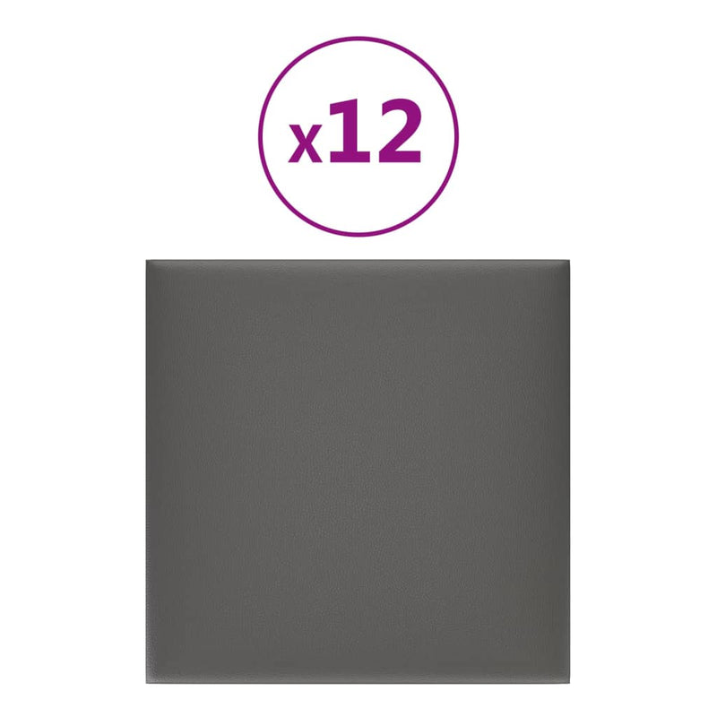 Load image into Gallery viewer, Vidaxl wandpanelen 12 st 1,08 m² 30x30 cm kunstleer grijs

