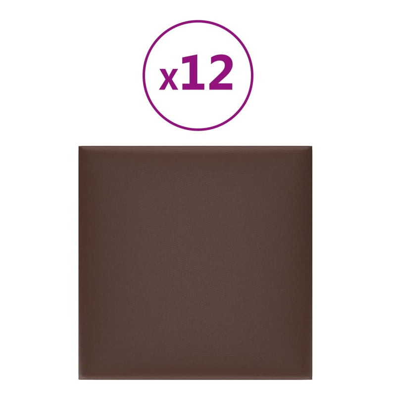 Load image into Gallery viewer, VidaXL Wandpanelen 12 st 1,08 m² 30x30 cm kunstleer bruin
