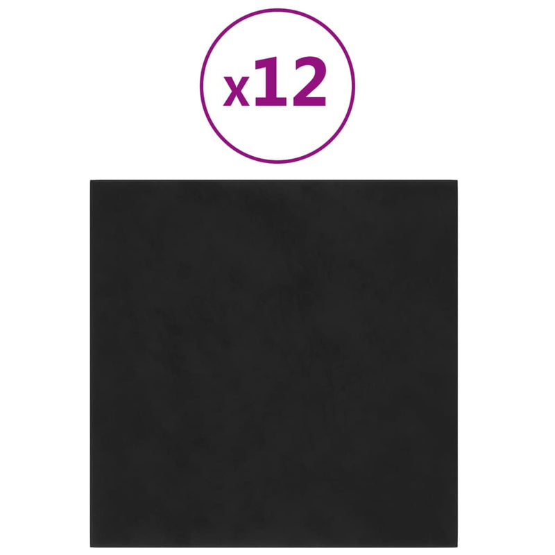 Load image into Gallery viewer, Vidaxl wandpanelen 12 st 1,08 m² 30x30 cm fluweel zwart

