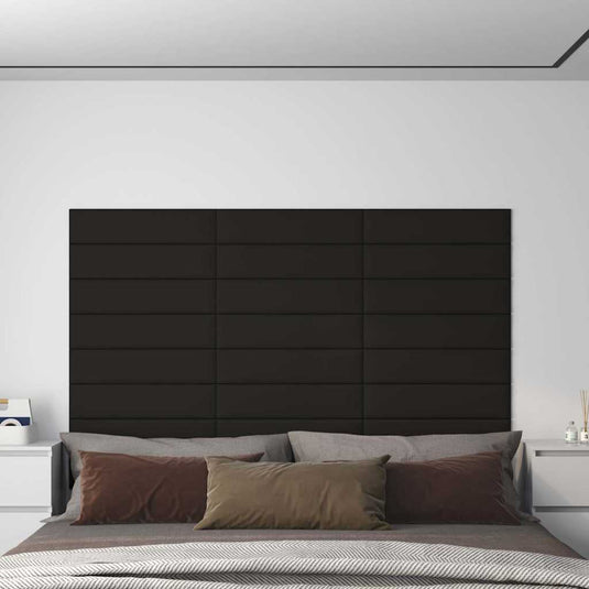 Vidaxl wandpanelen 12 st 1,08 m² 60x15 cm stof zwart