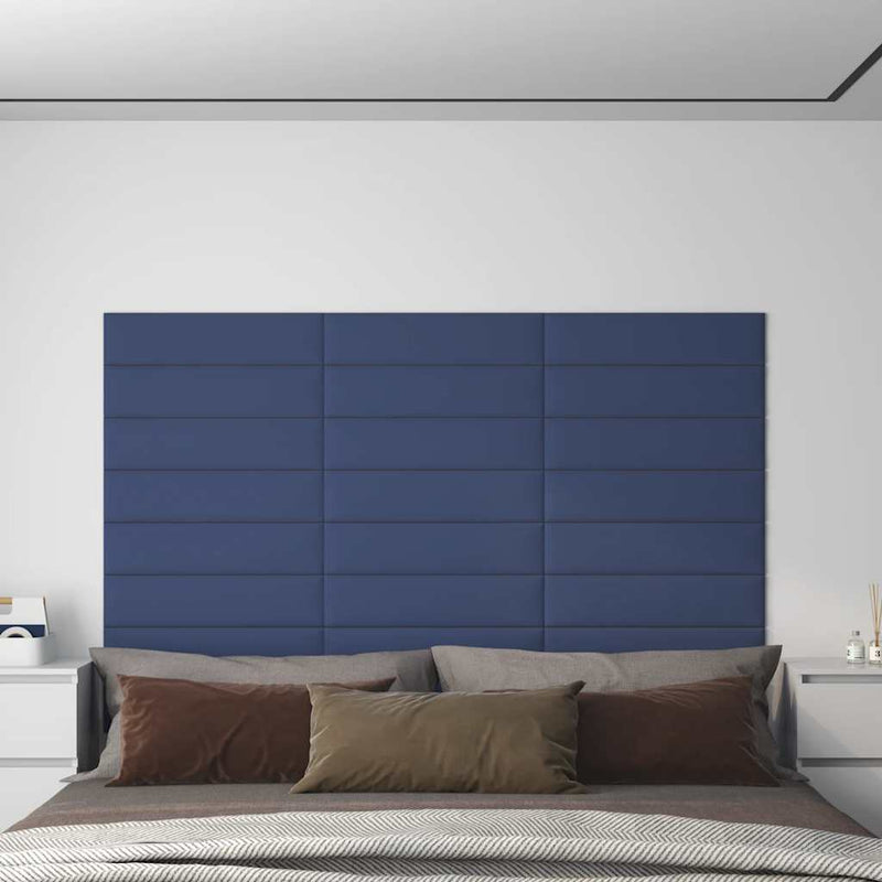 Load image into Gallery viewer, Vidaxl wandpanelen 12 st 1,08 m² 60x15 cm stof blauw

