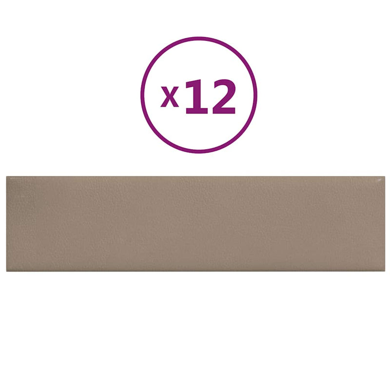 Load image into Gallery viewer, Vidaxl wandpanelen 12 st 1,08 m² 60x15 cm kunstleer cappuccinokleurig
