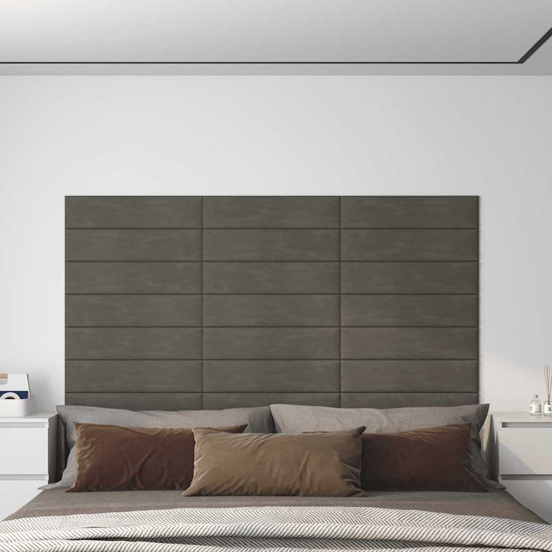 Load image into Gallery viewer, Vidaxl wandpanelen 12 st 1,08 m² 60x15 cm fluweel donkergrijs
