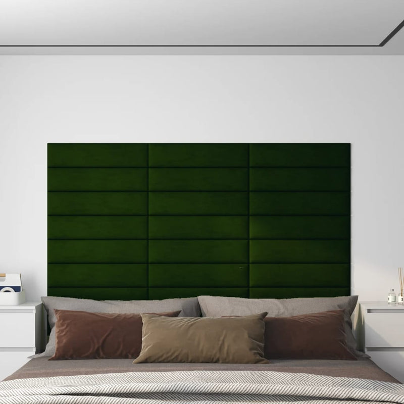 Load image into Gallery viewer, Vidaxl wandpanelen 12 st 1,08 m² 60x15 cm fluweel donkergroen
