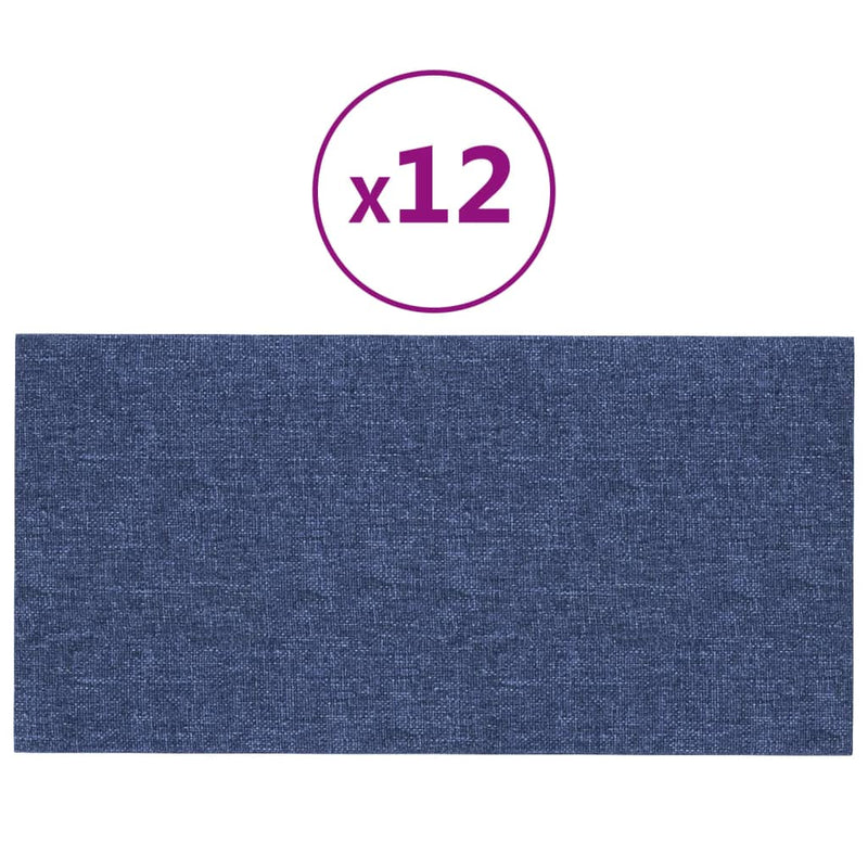 Load image into Gallery viewer, Vidaxl wandpanelen 12 st 2,16 m² 60x30 cm stof blauw
