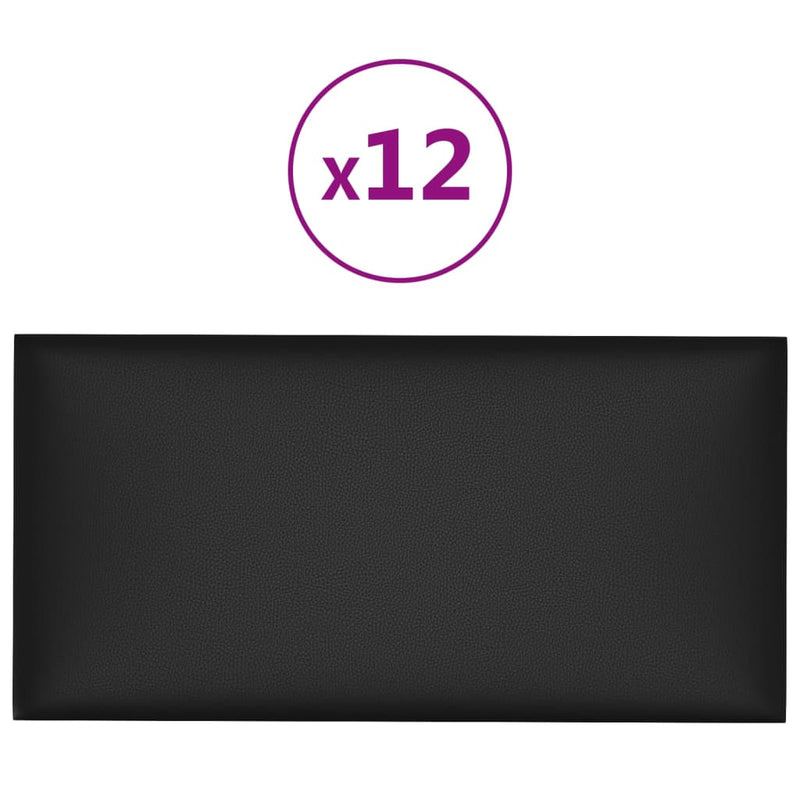Load image into Gallery viewer, Vidaxl wandpanelen 12 st 2,16 m² 60x30 cm kunstleer zwart
