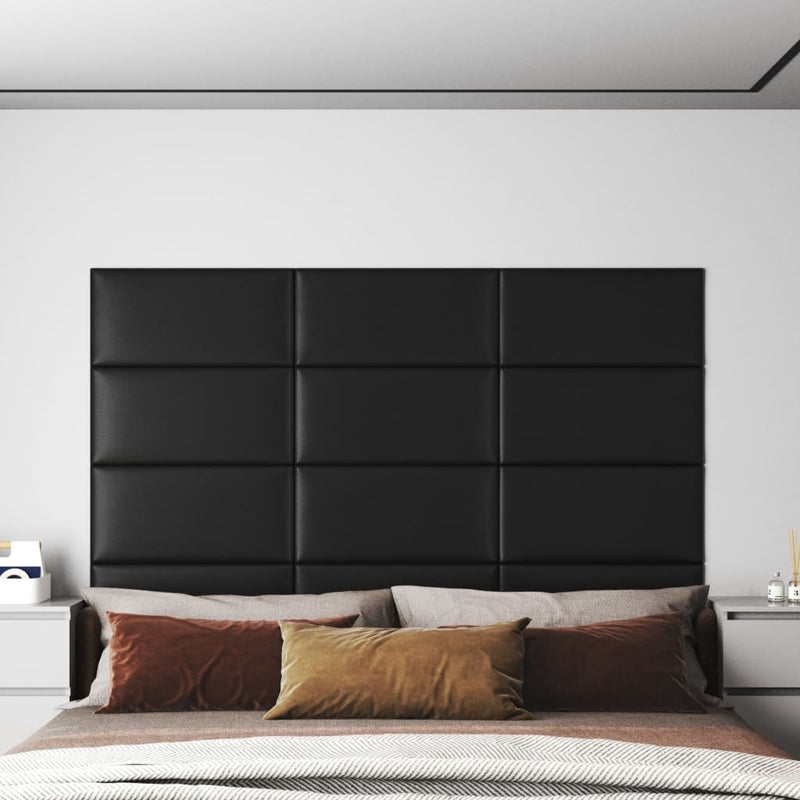 Load image into Gallery viewer, Vidaxl wandpanelen 12 st 2,16 m² 60x30 cm kunstleer zwart
