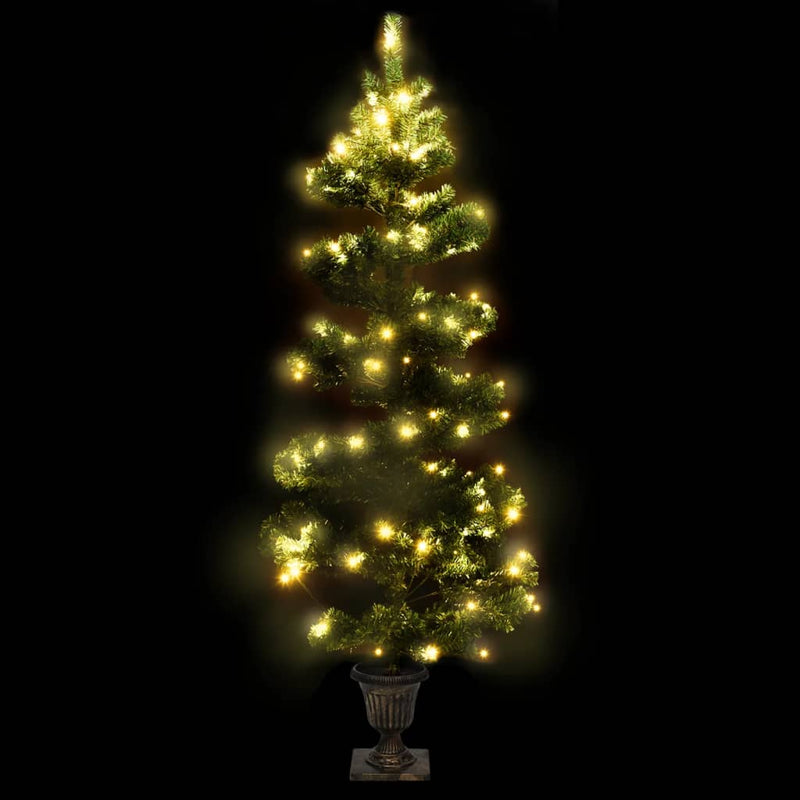 Load image into Gallery viewer, Vidaxl kunstkerstboom met verlichting en pot 120 cm pvc groen
