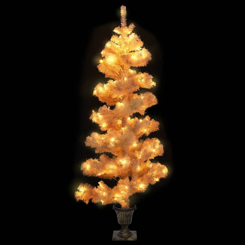 Afbeelding laden in galerijviewer, Vidaxl kunstkerstboom met verlichting en pot 120 cm pvc wit
