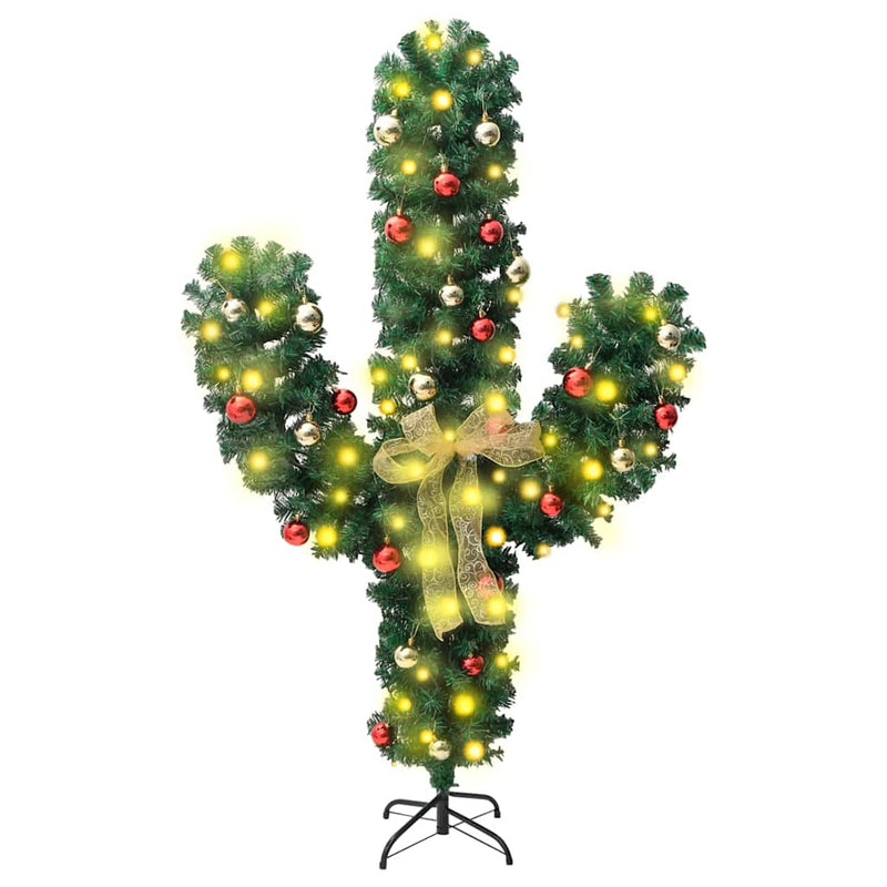 Load image into Gallery viewer, Vidaxl kerstcactus met standaard en led's 180 cm pvc groen

