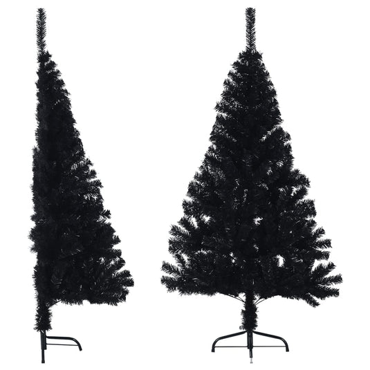 Vidaxl kunstkerstboom met standaard half 120 cm pvc zwart