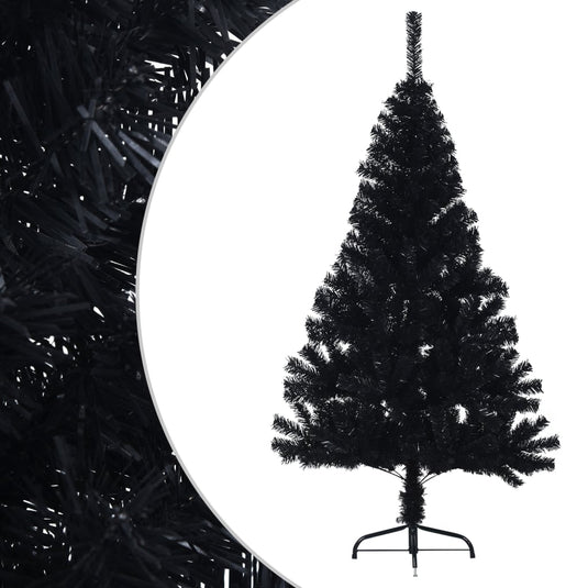 Vidaxl kunstkerstboom met standaard half 120 cm pvc zwart