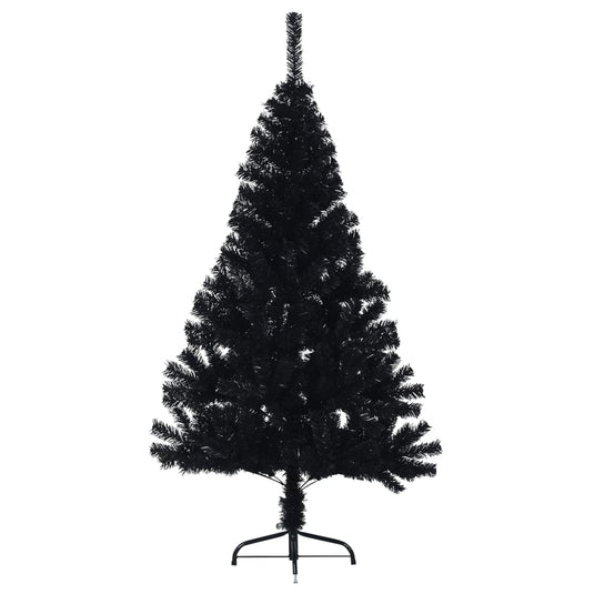 Vidaxl kunstkerstboom met standaard half 120 cm pvc zwart