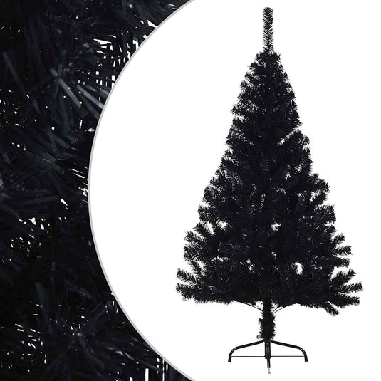 Vidaxl kunstkerstboom met standaard half 150 cm pvc zwart