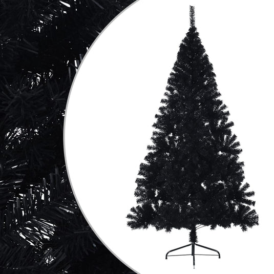 Vidaxl kunstkerstboom met standaard half 180 cm pvc zwart