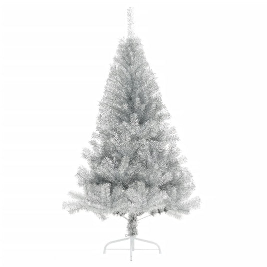 Vidaxl kunstkerstboom half met standaard 120 cm pet zilverkleurig