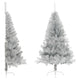 VidaXL Kunstkerstboom half met standaard 150 cm PET zilverkleurig