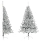VidaXL Kunstkerstboom half met standaard 180 cm PET zilverkleurig
