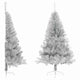 Vidaxl kunstkerstboom half met standaard 180 cm pet zilverkleurig