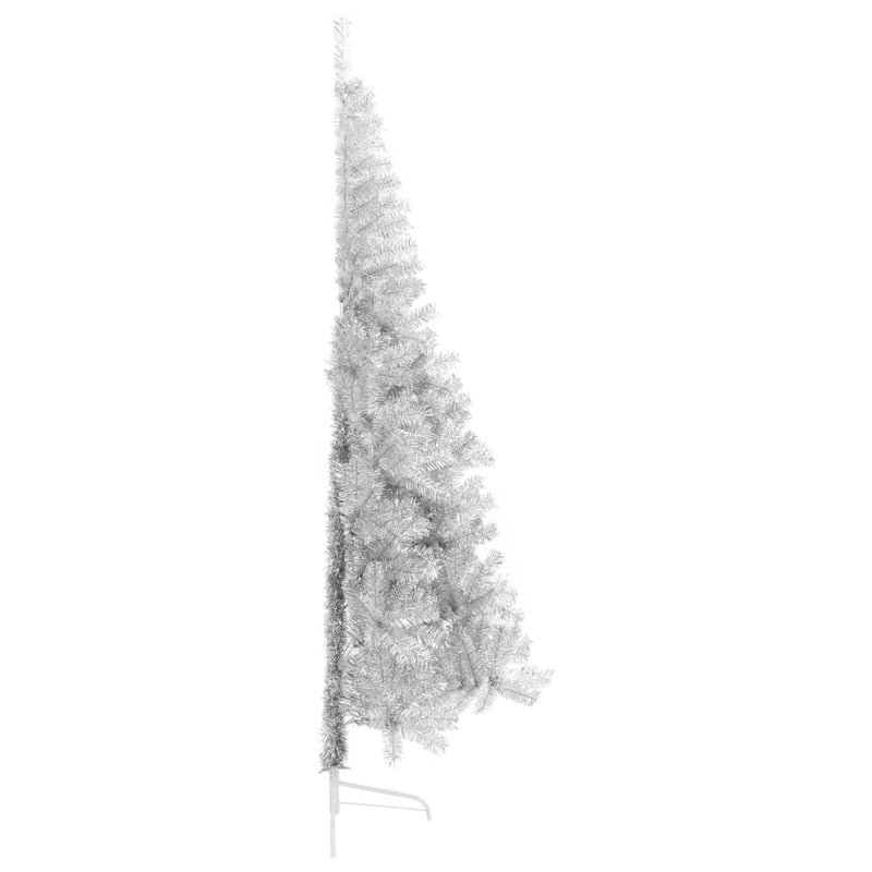 Load image into Gallery viewer, Vidaxl kunstkerstboom half met standaard 240 cm pet zilverkleurig
