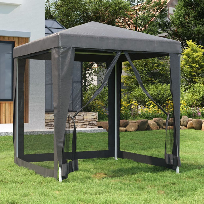 Load image into Gallery viewer, Vidaxl partytent met 4 mesh zijwanden 2x2 m hdpe antracietkleurig
