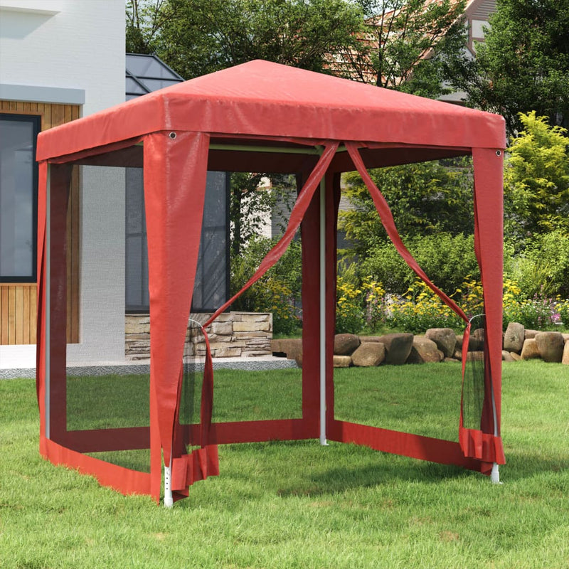 Load image into Gallery viewer, Vidaxl partytent met 4 mesh zijwanden 2x2 m hdpe rood
